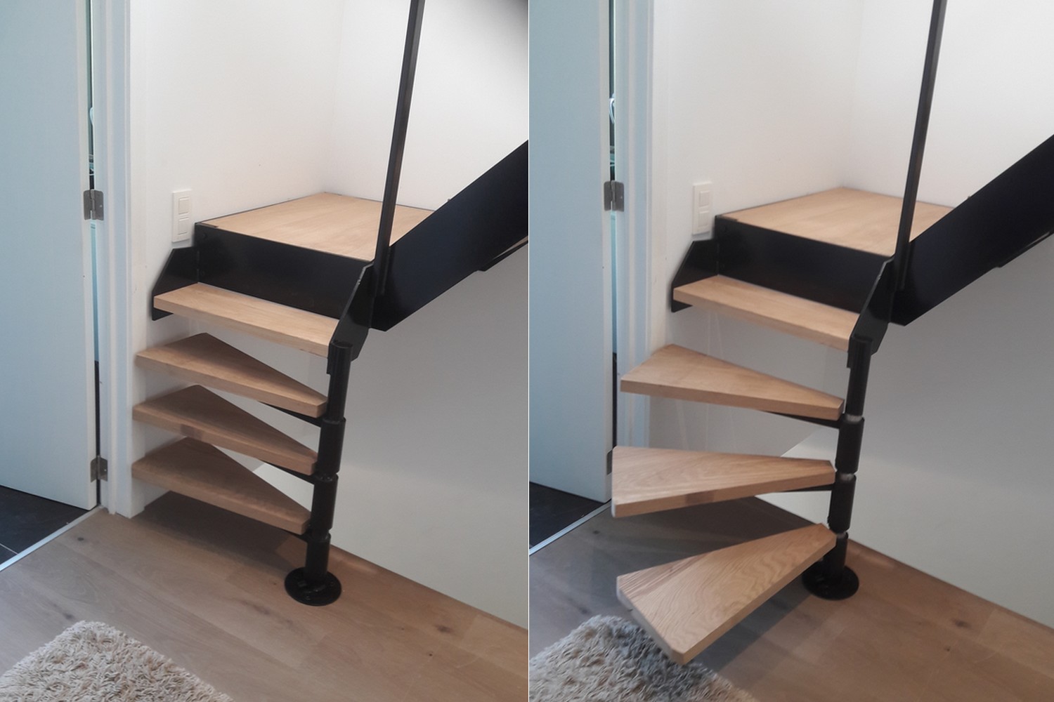 escalier métallique et bois